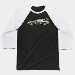 BTTF Delorean Family Truckster - Lou Glutz Motors Baseball T-Shirt